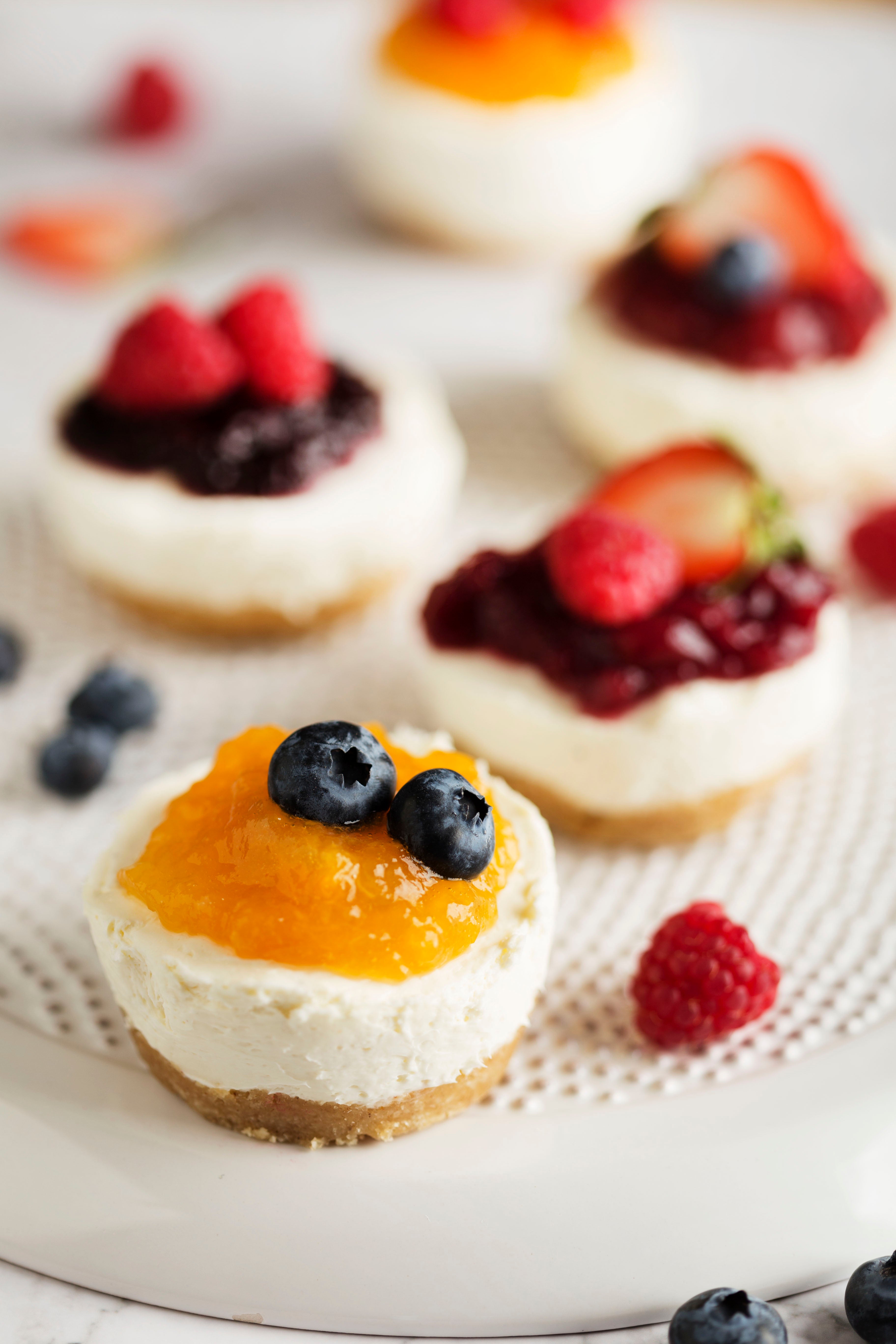Mini No-Bake Cheesecakes with Fruit Spreads