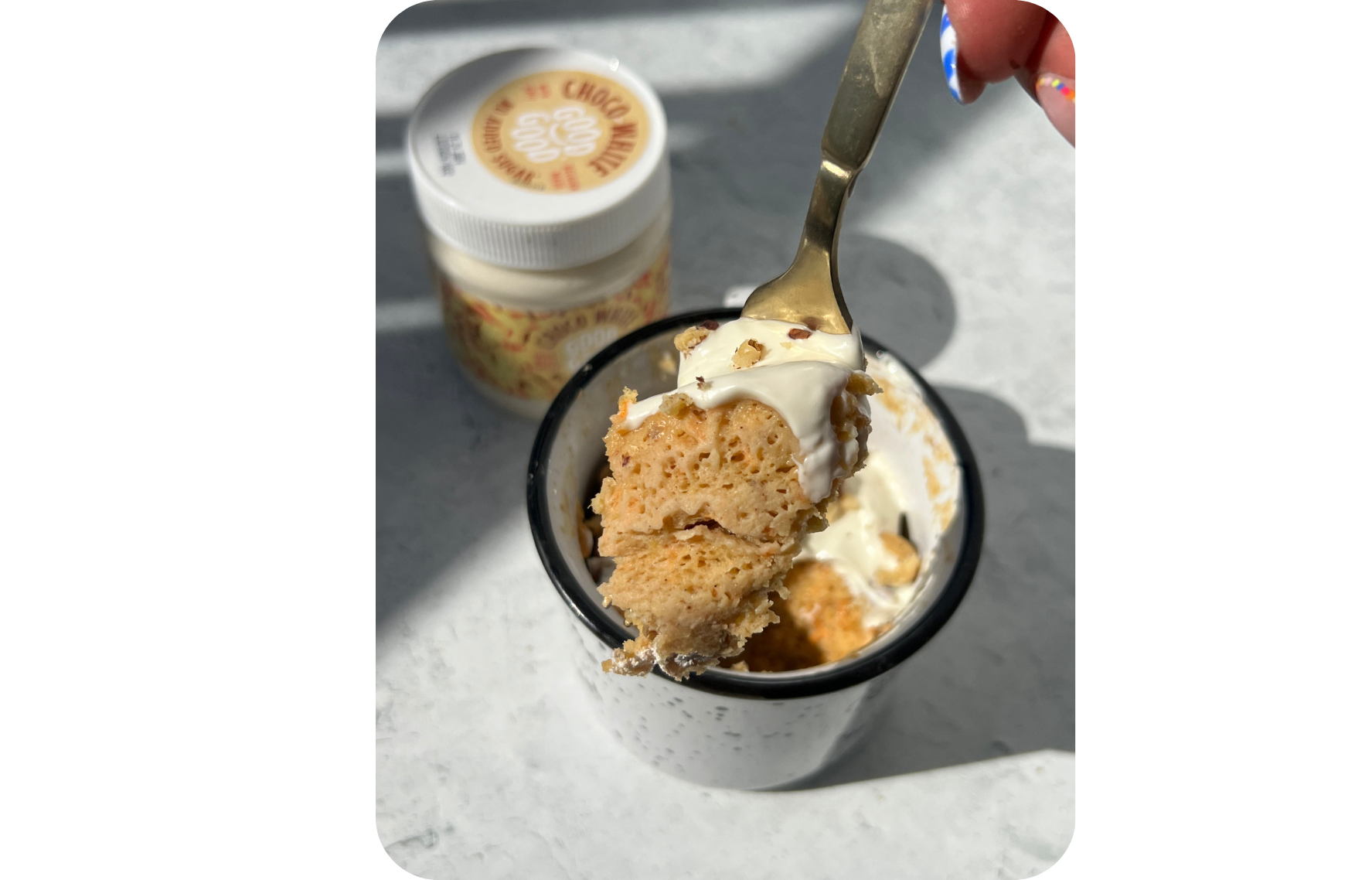 White Chocolate Protein Carrot Mug Cake
