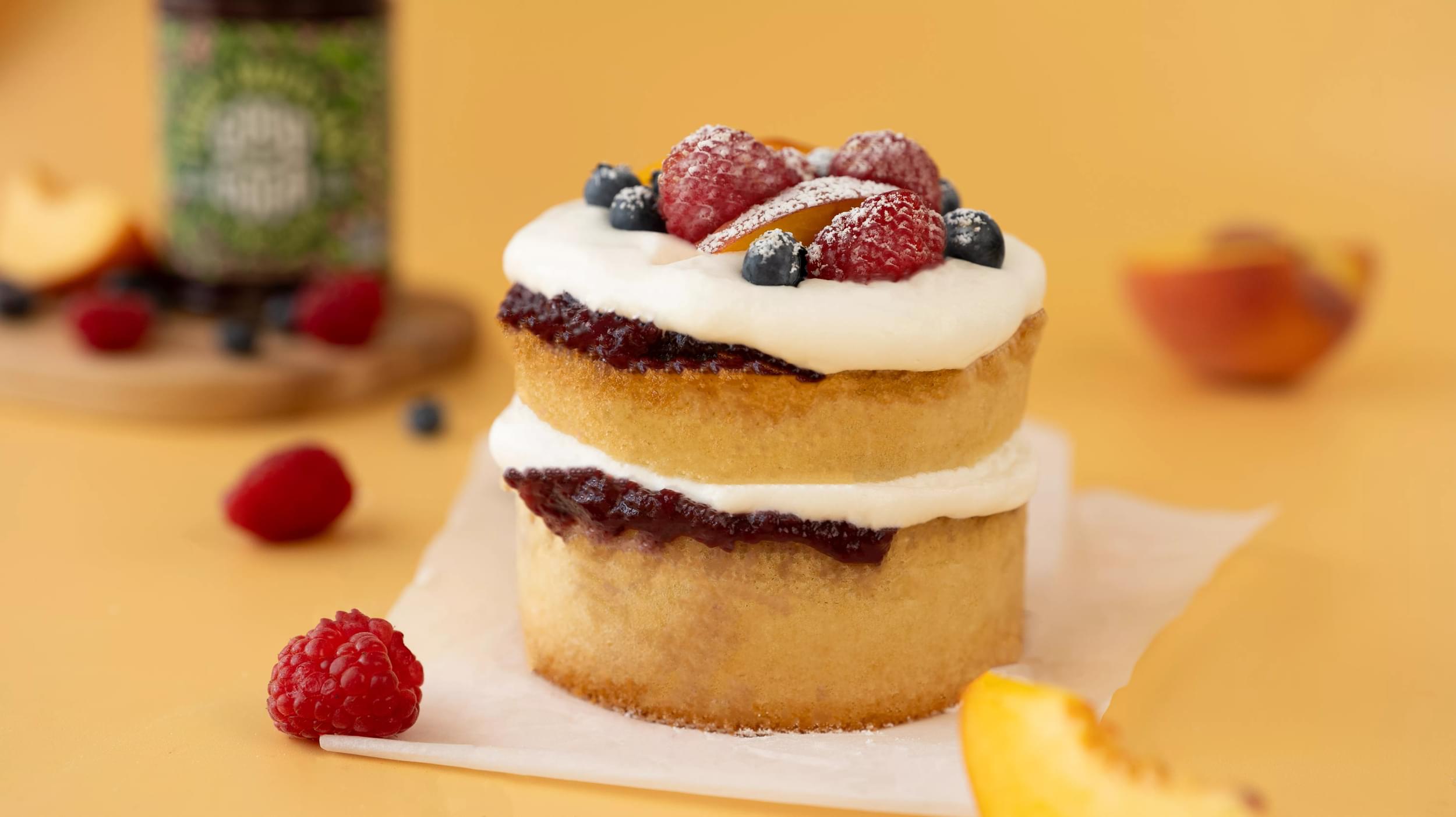 Summer Fruit Layer Cake with Forest Fruits Jam