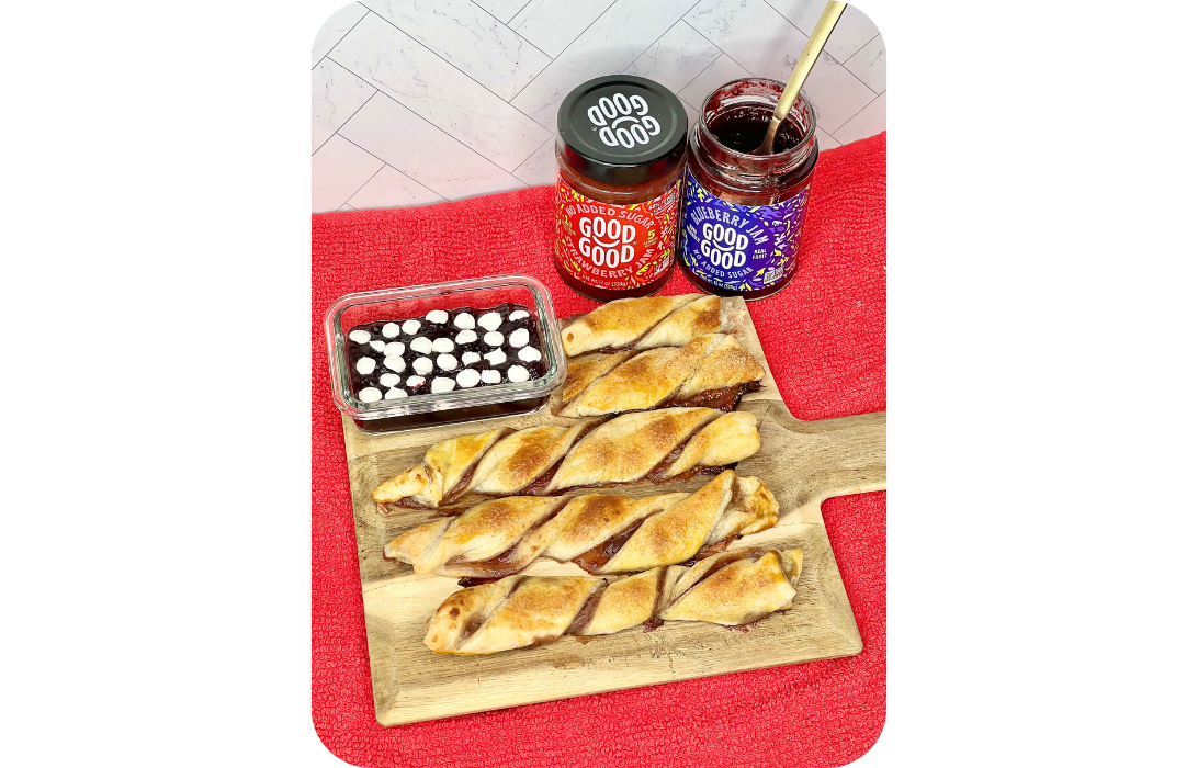 Festive Strawberry Pie Twists with Blueberry Cool Whip Dip