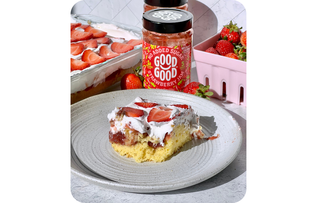 Low Sugar Strawberry Poke Cake