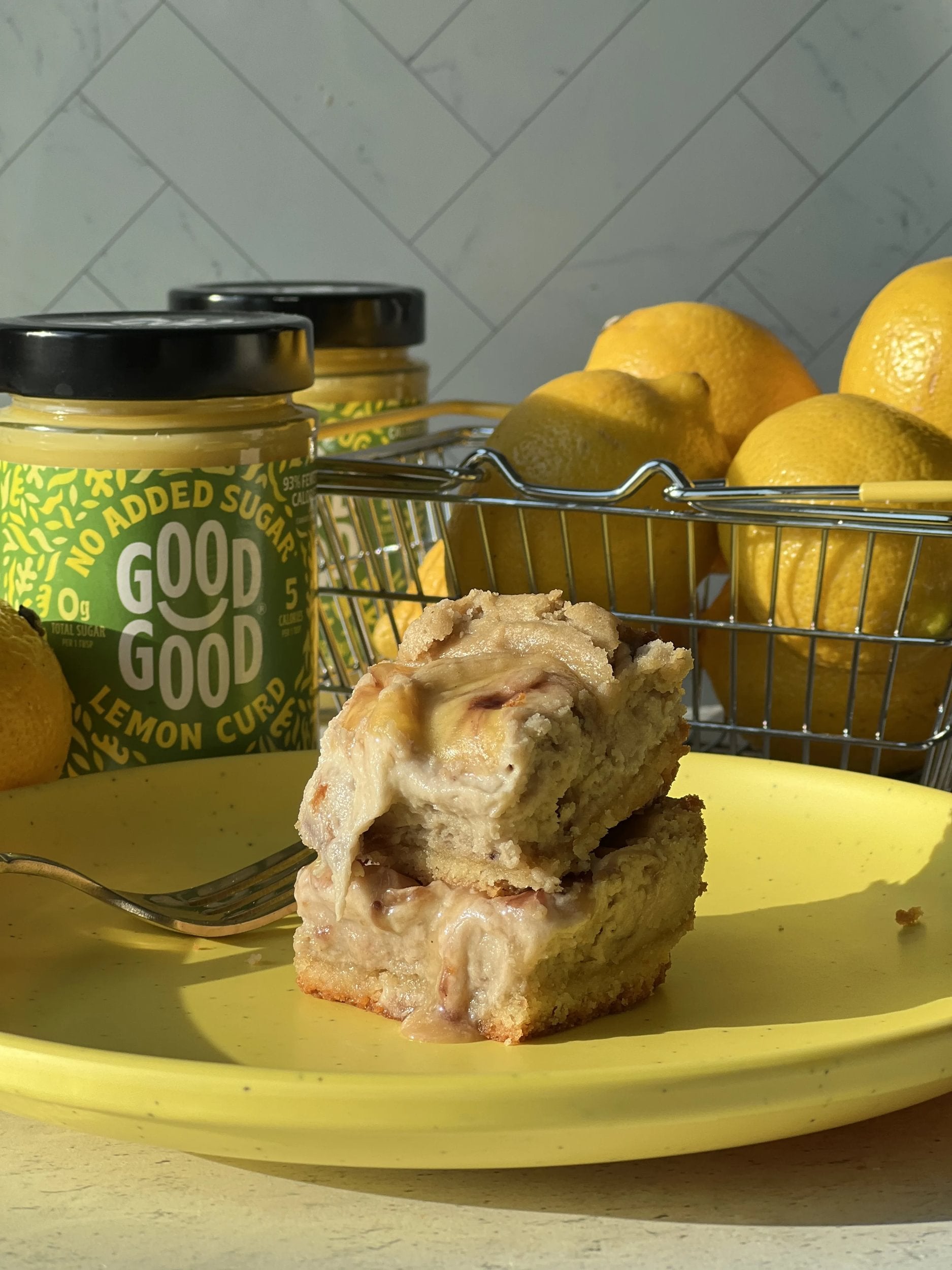 Vegan GOOD GOOD Strawberry Jam & Lemon Curd Cheesecake Bars