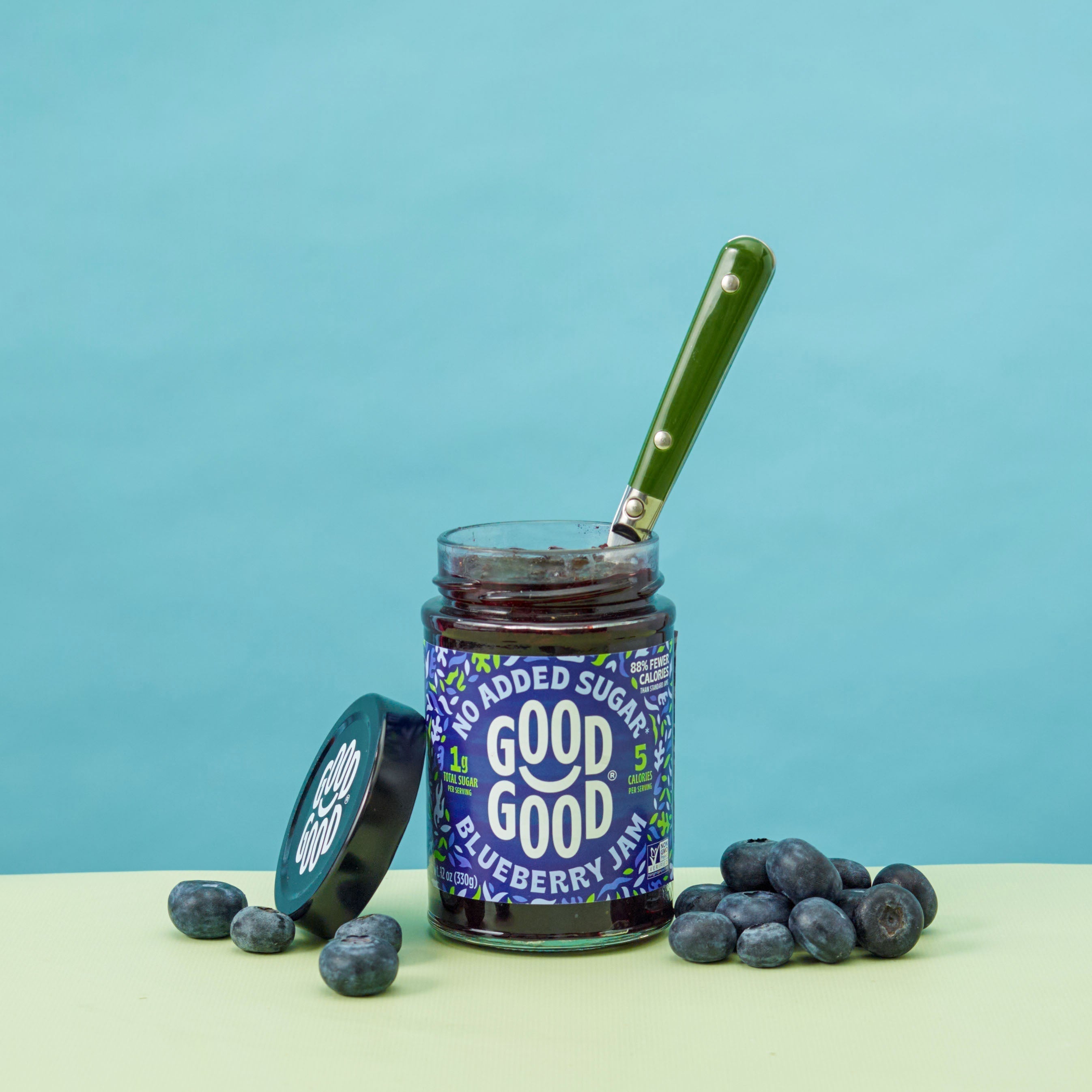 Creamy Greek Yogurt Popsicles with No-Added-Sugar Blueberry Jam