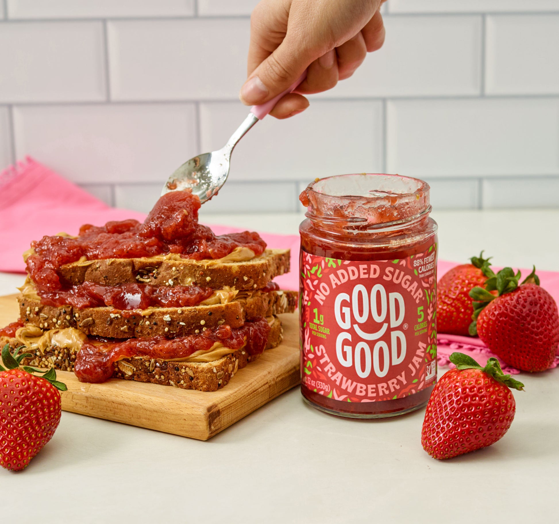 keto strawberry jam spread on toast
